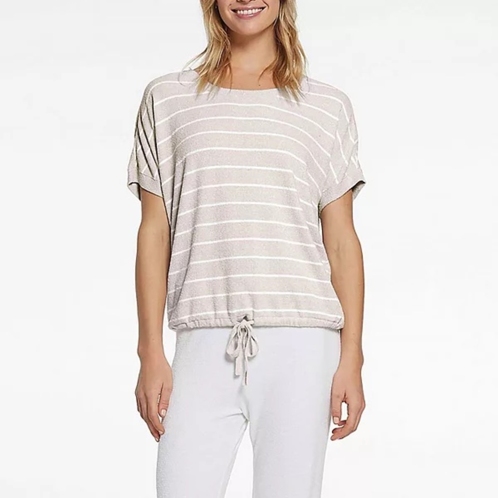 NWT Barefoot Dreams Cozychic Ultra Lite Drawstring Gray Top Size MEDIUM